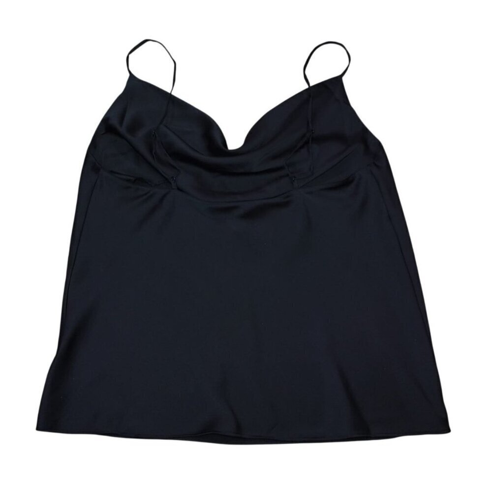 The Drop Black Satin-Look Polyester Cowl Neck Camisole Adjustable Strap Size L - Picture 2 of 7